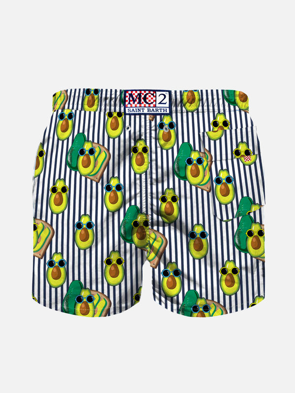 Boy swim shorts with Avocado Toast print