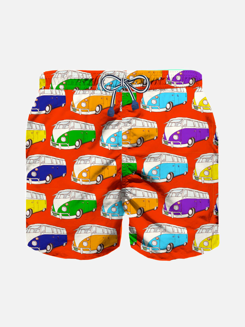 Van print boy light fabric swim shorts