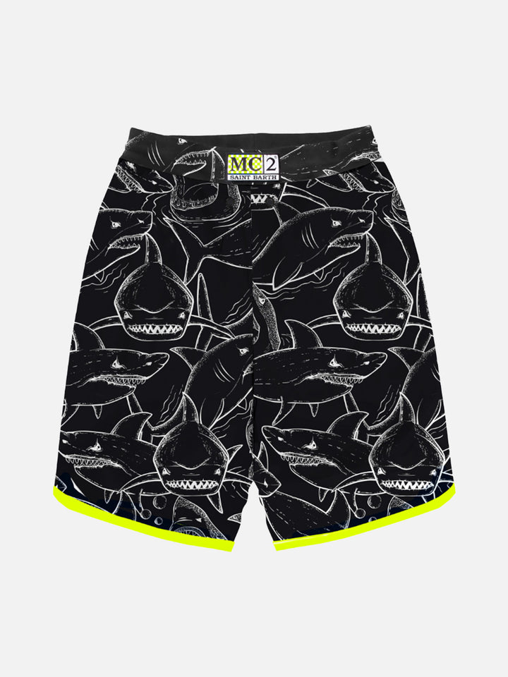 Boy swim shorts with shark print - MC2 Saint Barth