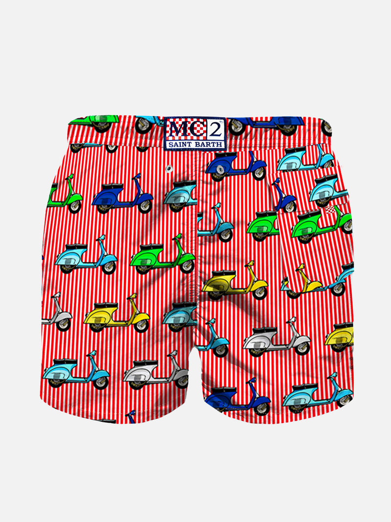 Boy swim shorts with multicolor Vespa all over print | VESPA PIAGGIO©