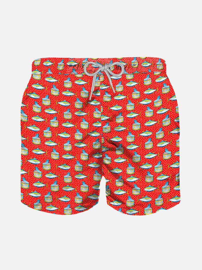 Mc2 Saint Barth Costume da bagno rosso chiaro da bambino stampa micro scatola di tonno