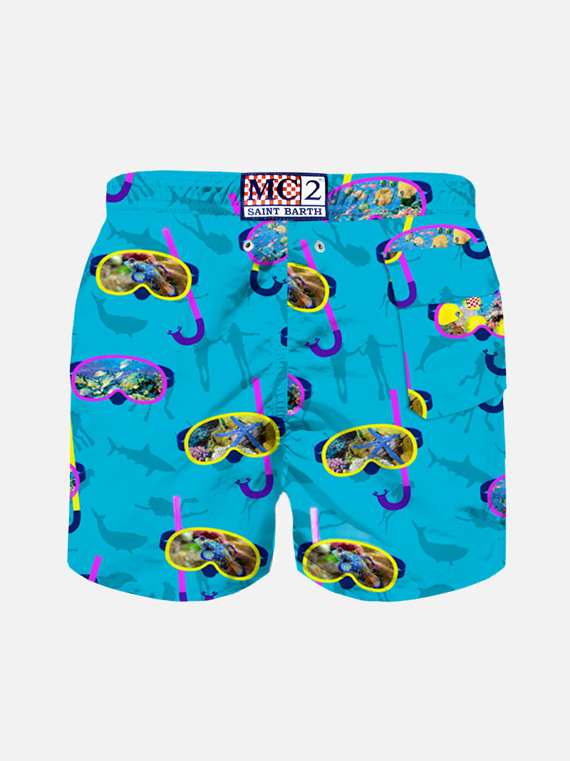 Boy classic swim shorts with diver mask print