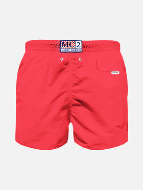 Boy fluo red lightweight swim shorts Lighting Pantone | PANTONE® SPECIAL EDITION - MC2 Saint Barth