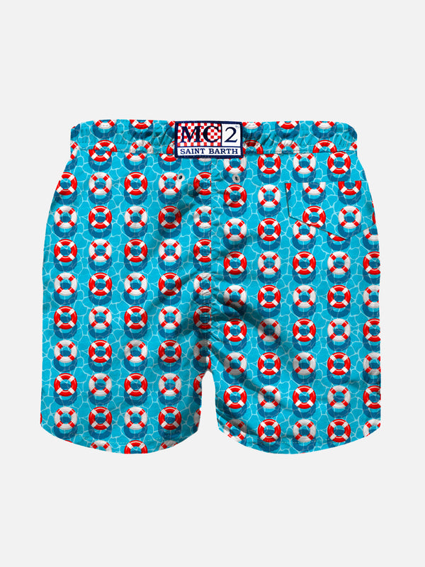 Boy light fabric swim shorts with lifesaver print