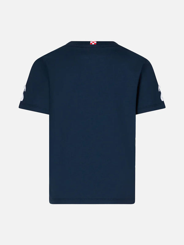 Kid cotton t-shirt with St. Barth College lettering