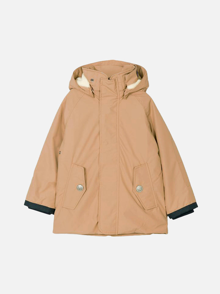 Boy hooded beige parka jacket Voyager Jr - MC2 Saint Barth