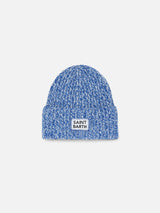 Kid white and bluette mouliné beanie with Saint Barth embroidery