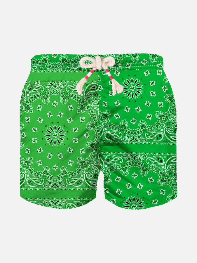 Mc2 Saint Barth Costume da bagno da bambino con stampa bandana verde