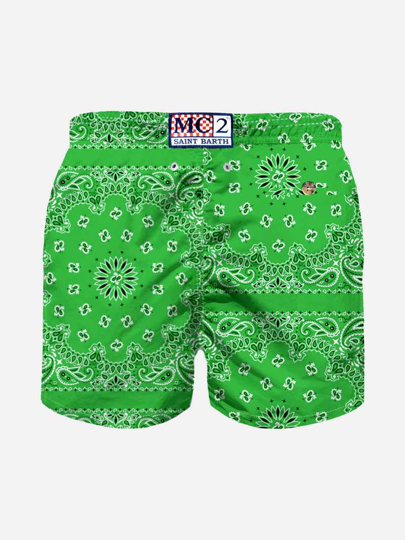 Badeshorts für Jungen mit grünem Bandana-Print