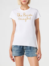 Damen-T-Shirt aus Baumwolle mit der Aufschrift „The Bride (maybe)“.
