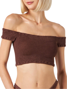 Woman crinkle wide shoulder strap top swimsuit - MC2 Saint Barth