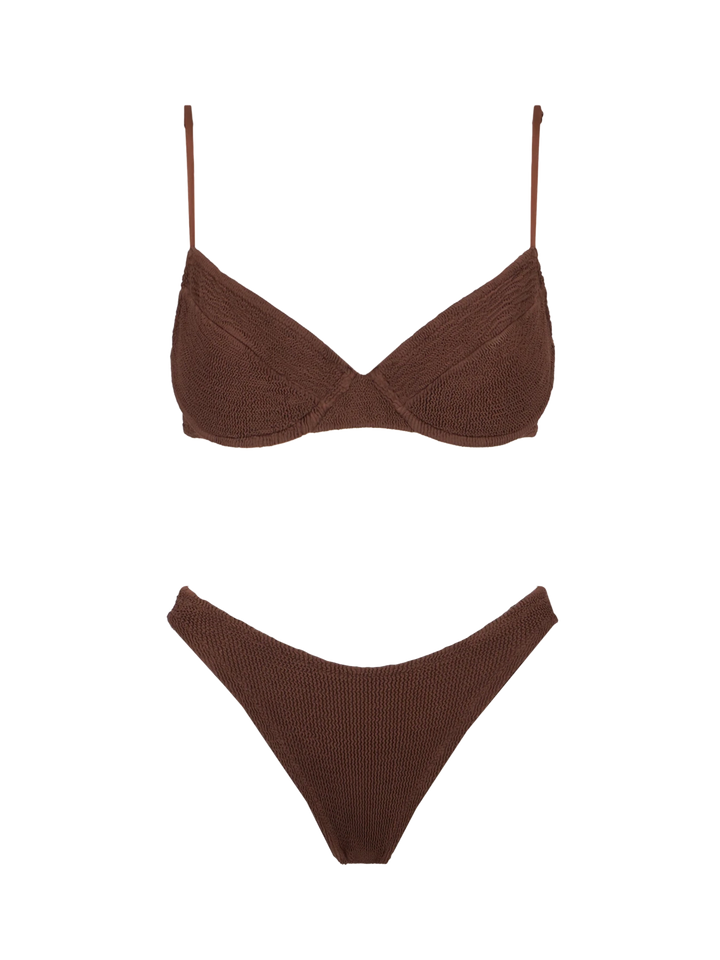 Woman brown crinkle underwired bralette bikini - MC2 Saint Barth
