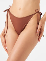 Braune Damen-Badehose mit seitlichen Schnürsenkeln