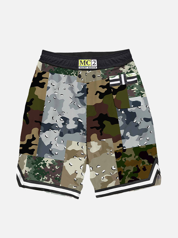 Boy long swim shorts with camouflage print - MC2 Saint Barth