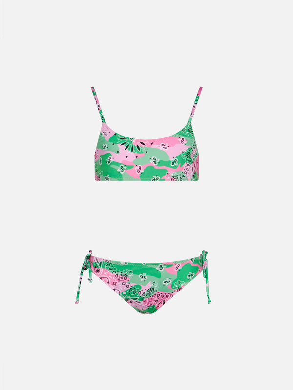 Mädchen-Bralette-Bikini mit Tarnmuster