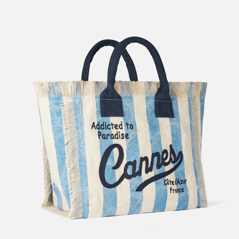 Vanity canvas shoulder bag with Cannes print