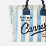 Vanity-Schultertasche aus Segeltuch mit Cannes-Aufdruck