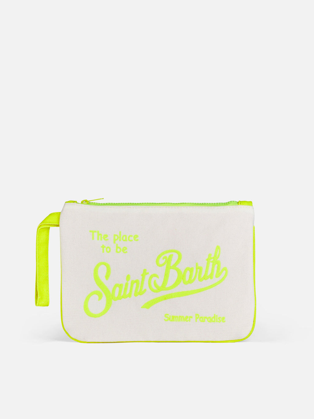 Pochette Parisienne in tela bianca con stampa Saint Barth – MC2 Saint Barth