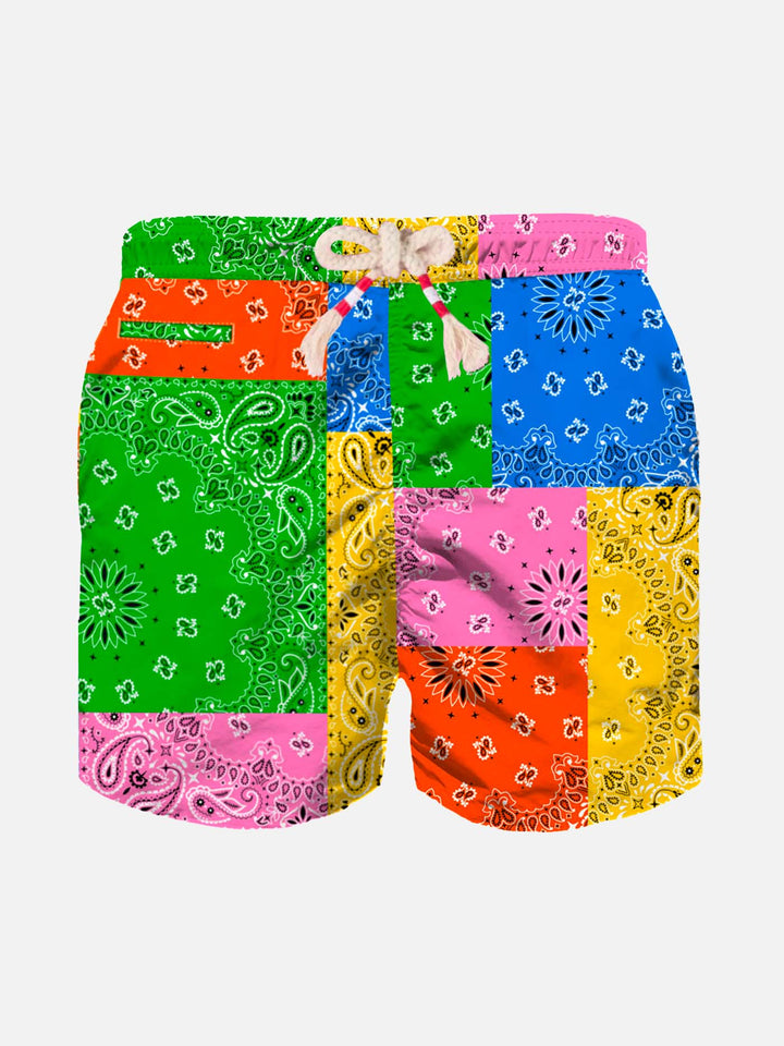 Boy swim shorts with multicolor bandanna print - MC2 Saint Barth