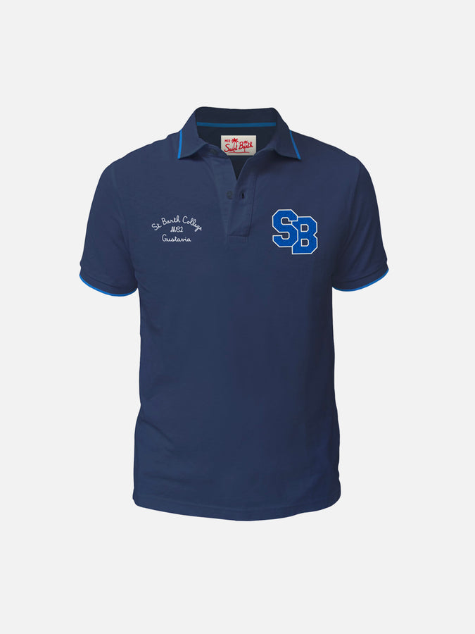 Mc2 Saint Barth Polo da bambino in piquet di cotone blu