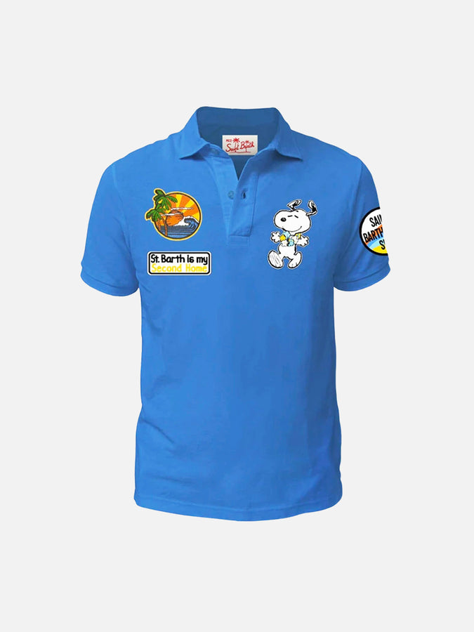 Mc2 Saint Barth Polo da bambino in piquet con patch Snoopy | Edizione speciale Peanuts