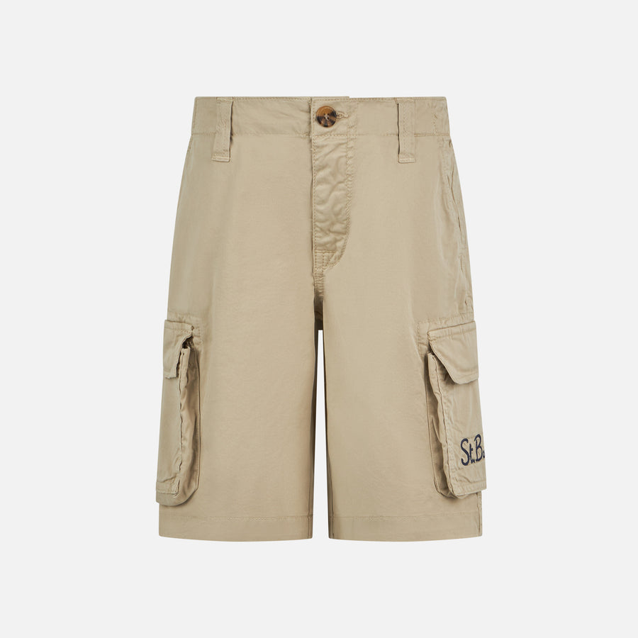 Mc2 Saint Barth Pantaloncini cargo da bambino in cotone beige