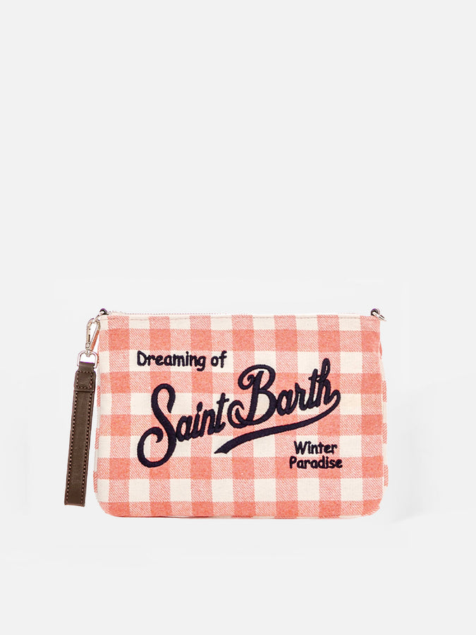 Mc2 Saint Barth Pouch a tracolla Parisienne in lana vichy rosa