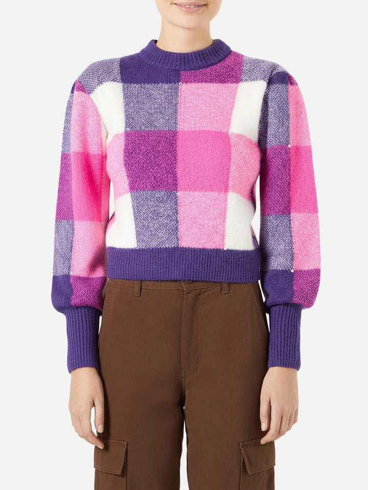 Gebürsteter Damenpullover mit Strasssteinen