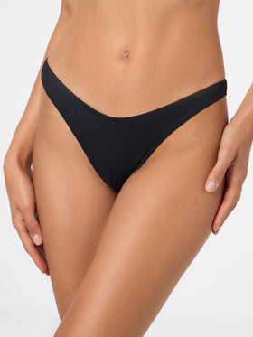 Woman black cheeky swim briefs