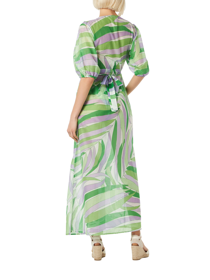 Cotton and silk long dress Bliss with palm print - MC2 Saint Barth
