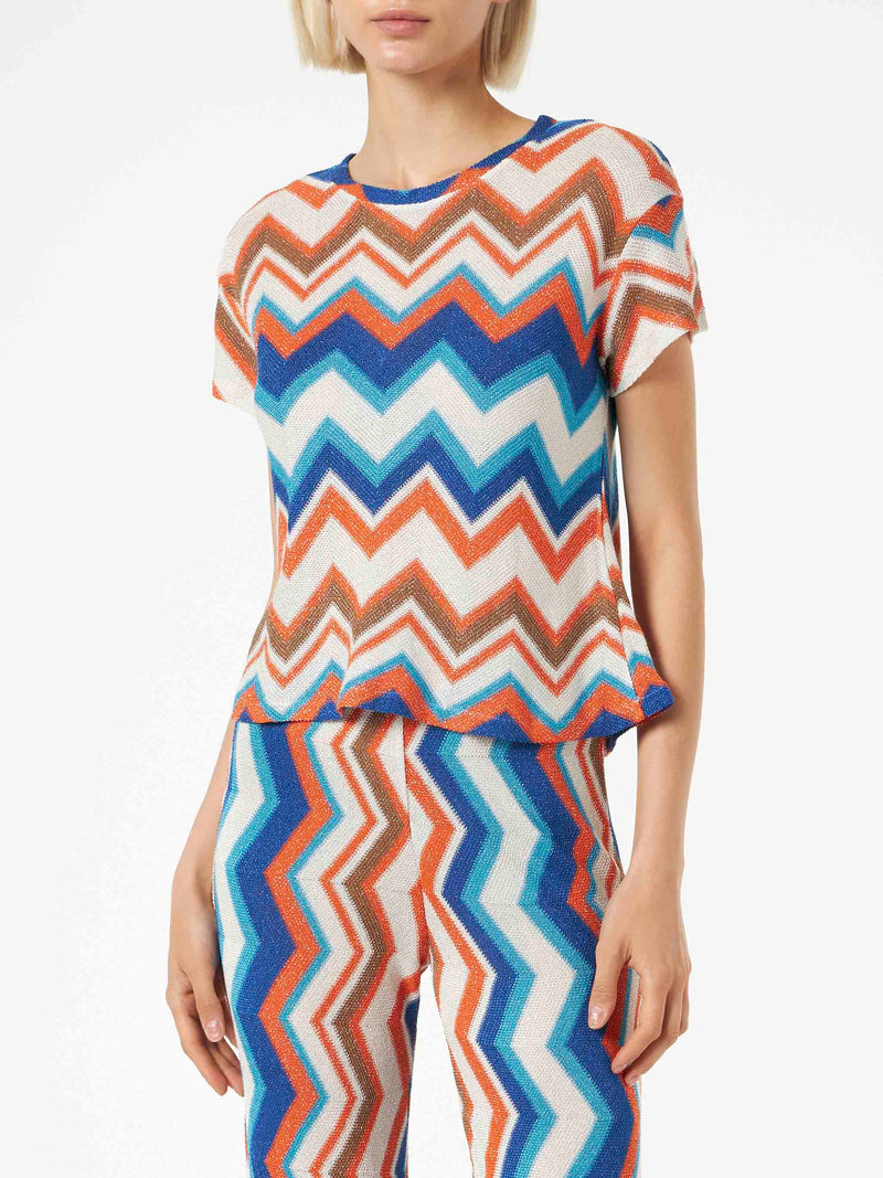 Top in maglia chevron arancione