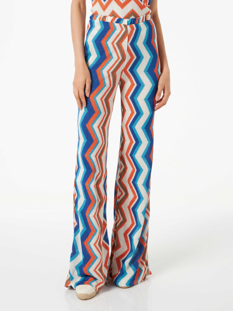 Woman chevron knitted palazzo pants