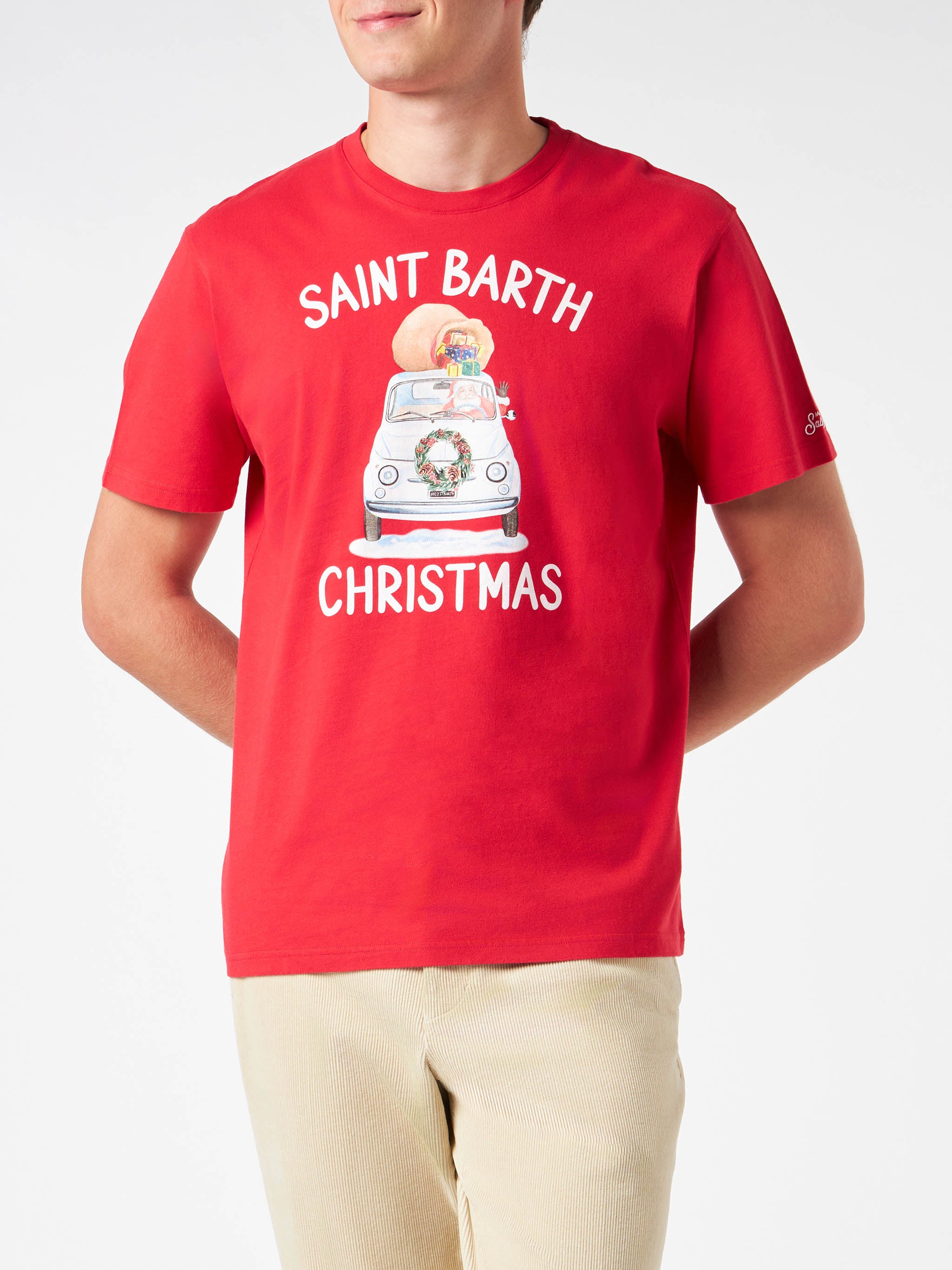 T-shirt da uomo in cotone pesante con stampa Saint Barth