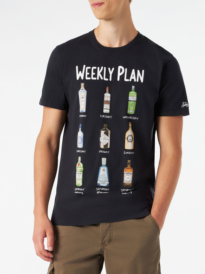 Man cotton vintage treatment t-shirt with cocktails print - MC2 Saint Barth