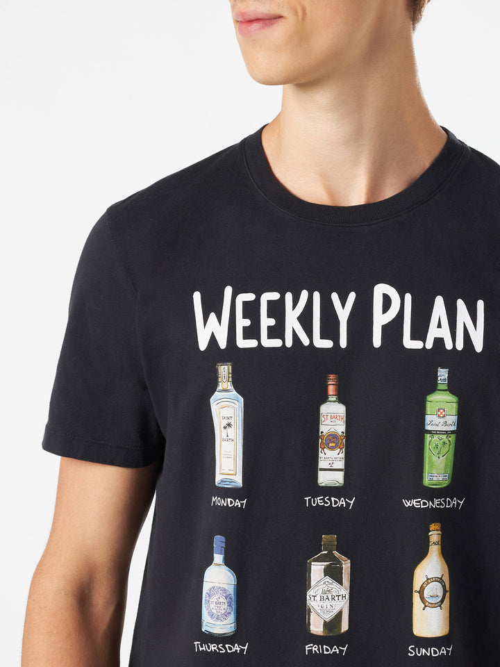 Man cotton vintage treatment t-shirt with cocktails print - MC2 Saint Barth