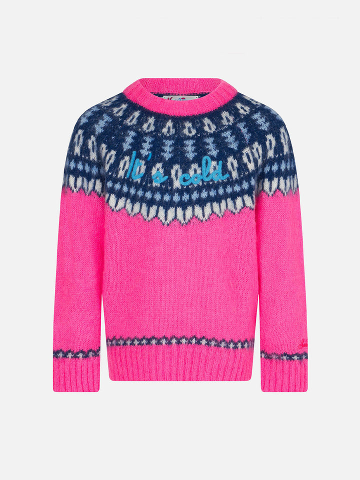 Girl brushed crewneck sweater with nordic jacquard - MC2 Saint Barth