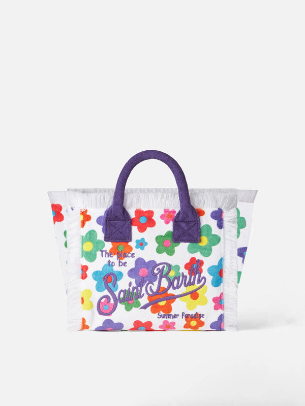 Colette-Handtasche aus Frottee mit mehrfarbigem Gänseblümchen-Print