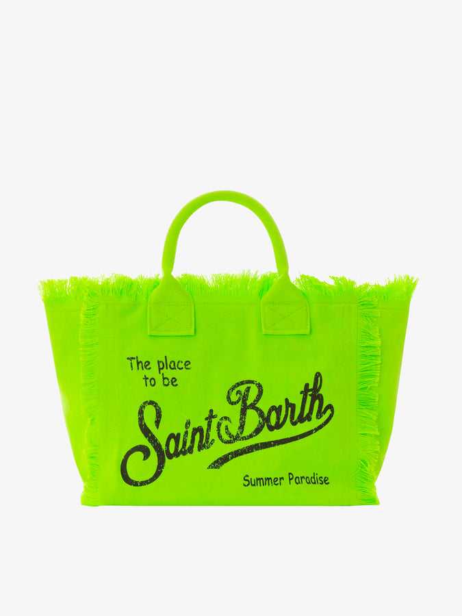 Mc2 Saint Barth Borsa Colette in canvas di cotone verde fluo