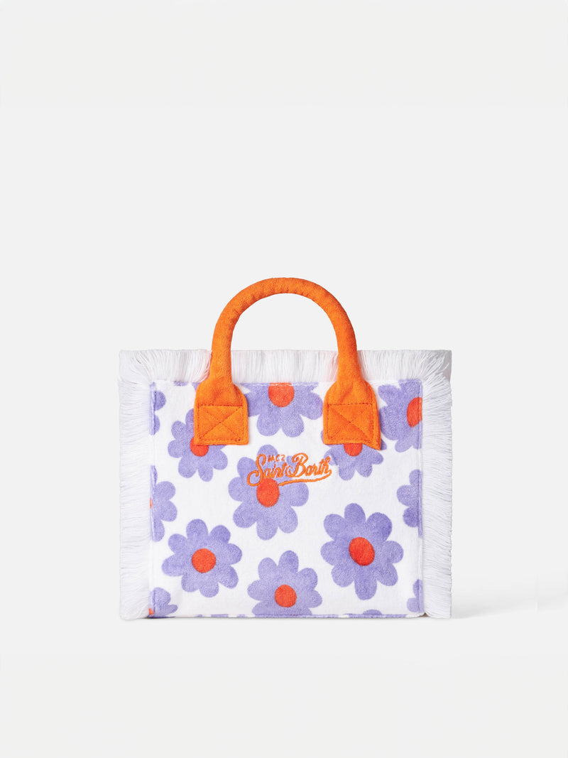 Borsa Colette in spugna con stampa margherite viola e arancio