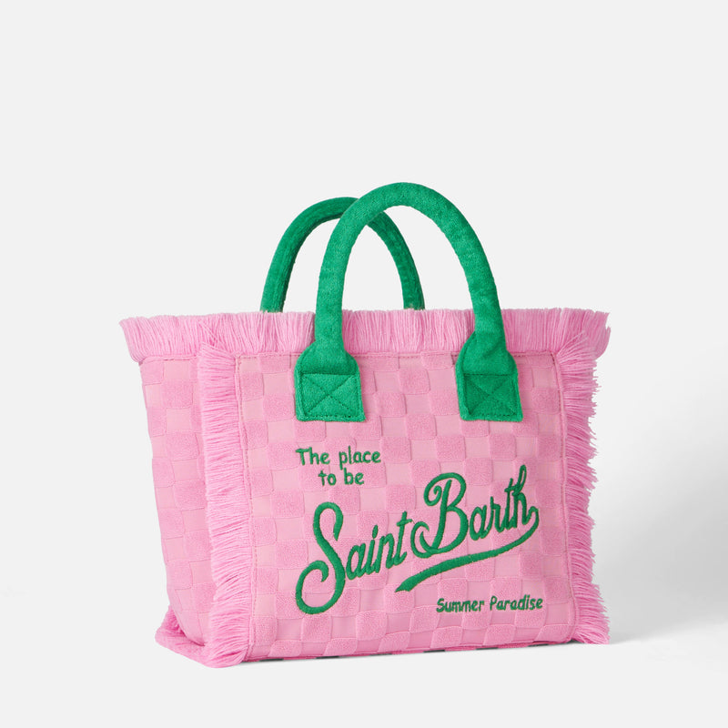 Colette rosa Frottee-Handtasche mit Karoprägung