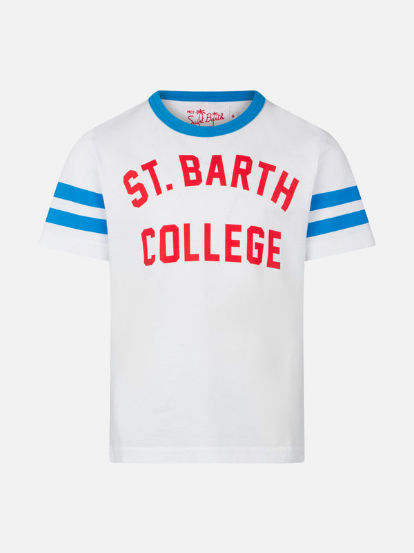 T-shirt da bambino in cotone con scritta St. Barth College