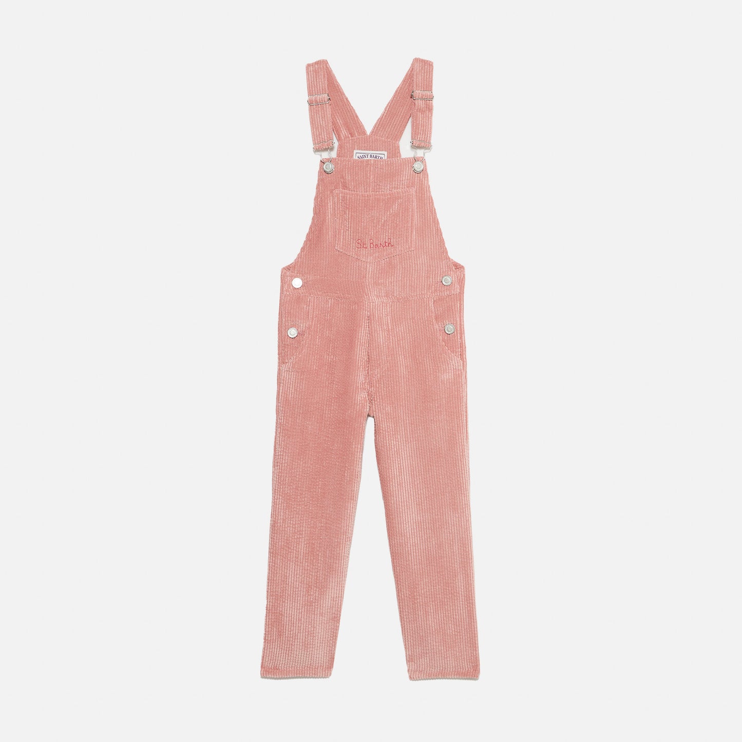 Girl pink corduroy salopette with St. Barth embroidery - MC2 Saint Barth