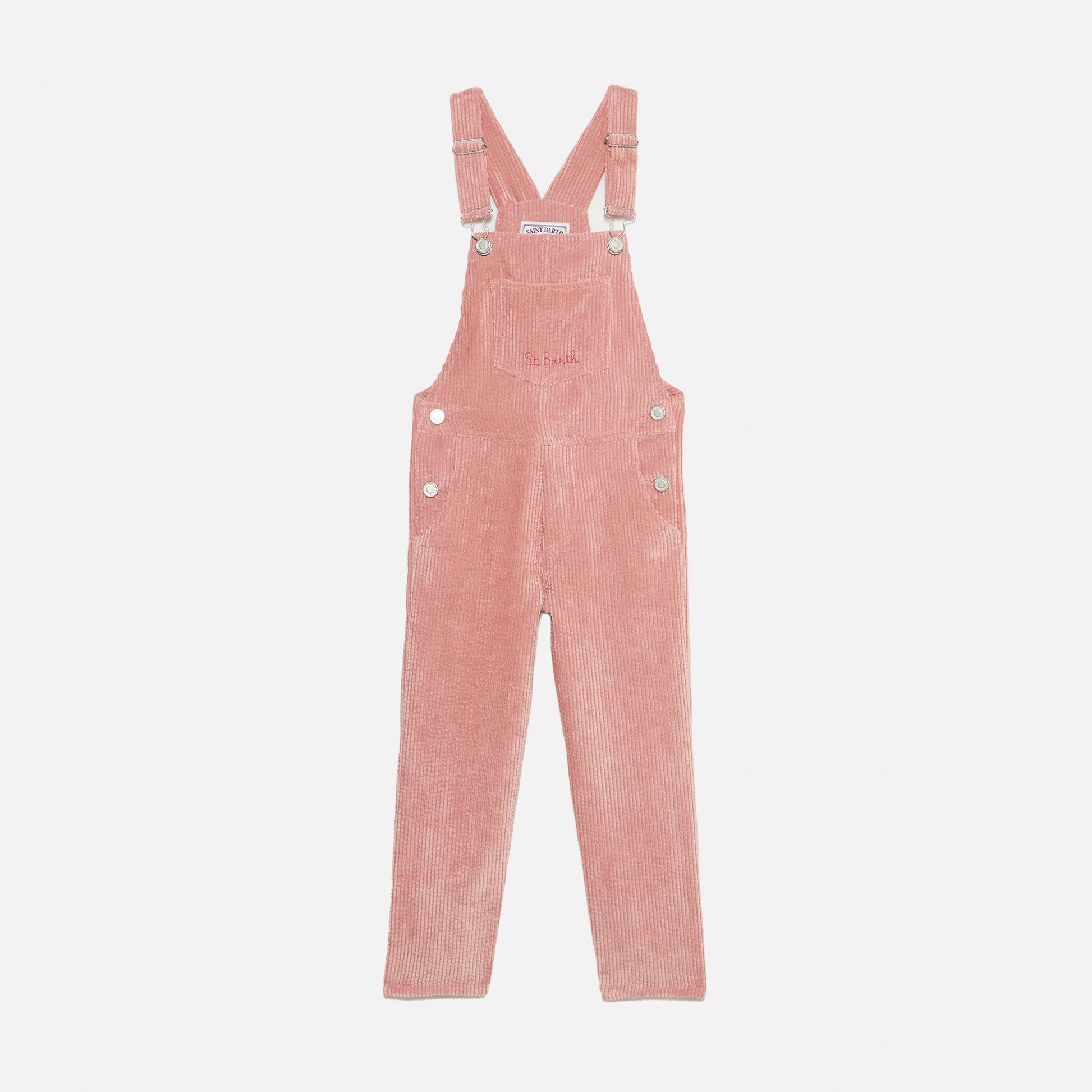Girl pink corduroy salopette with St. Barth embroidery - MC2 Saint Barth