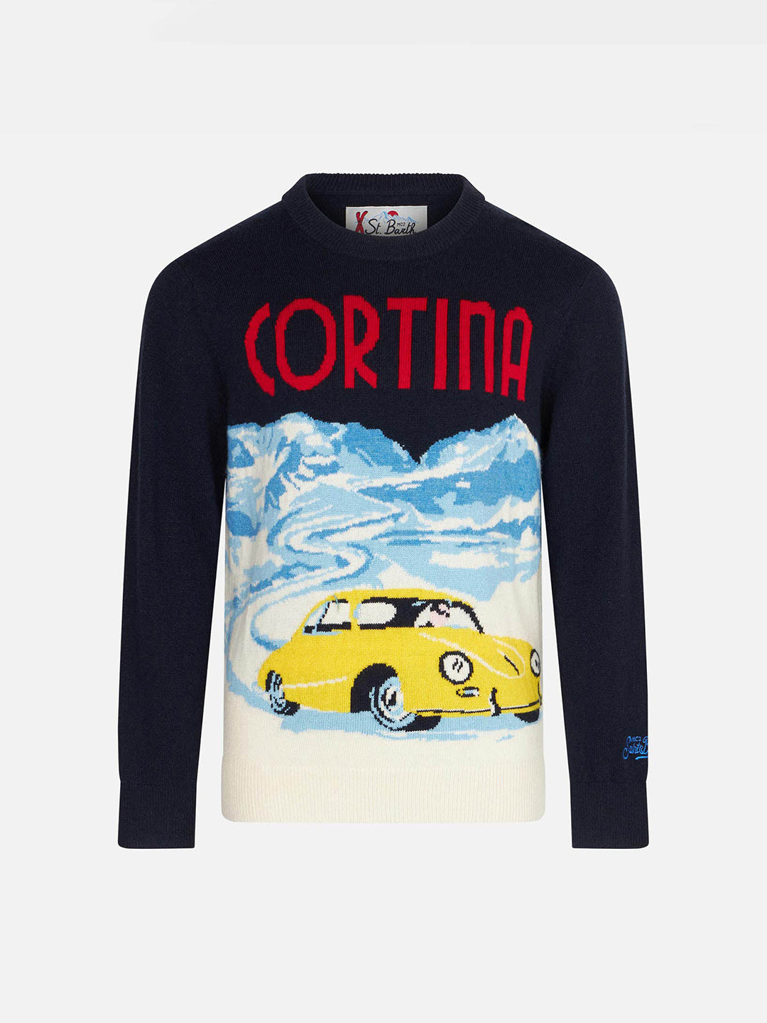 Boy navy blue sweater with Cortina jacquard - MC2 Saint Barth