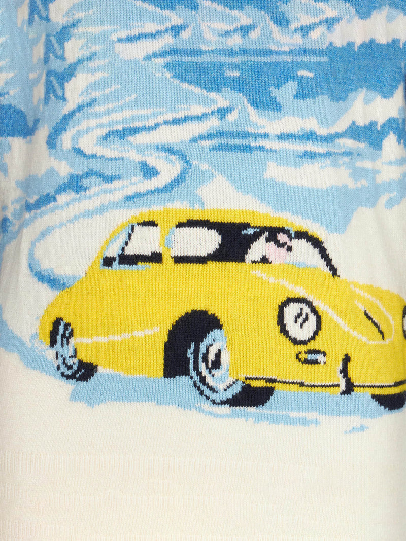 Jungenpullover in Marineblau mit Cortina-Jacquard-Print