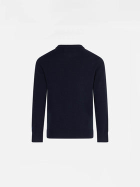 Boy navy blue sweater with Cortina jacquard - MC2 Saint Barth