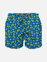 Jungen-Badeshorts aus leichtem Stoff mit Schnorchel-Print