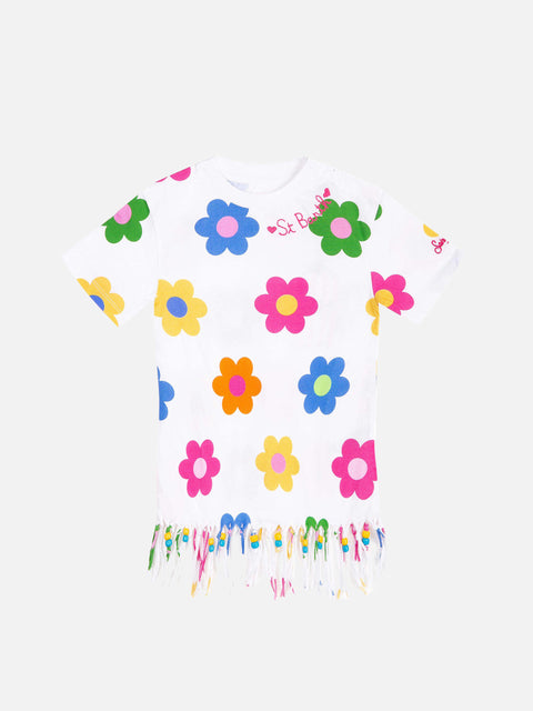 Girl cotton dress with fringes - MC2 Saint Barth