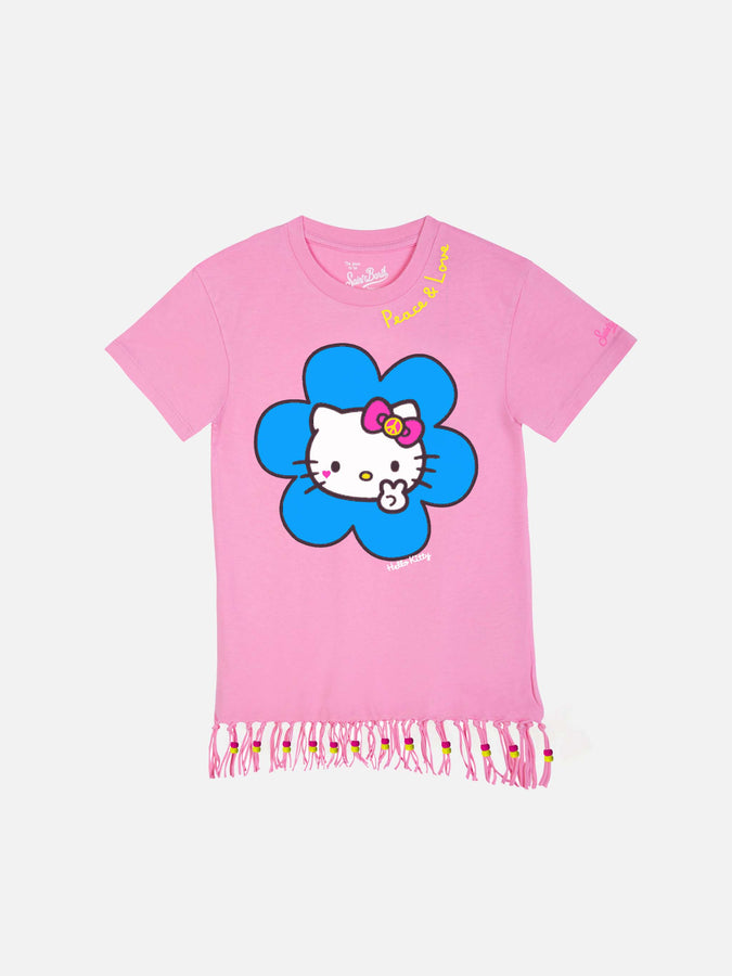 Mc2 Saint Barth Girl Abbey dress with fringes and turtle print | HELLO KITTY SPECIAL EDITION