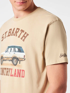 Man heavy cotton t-shirt with St. Barth Countryland print - MC2 Saint Barth